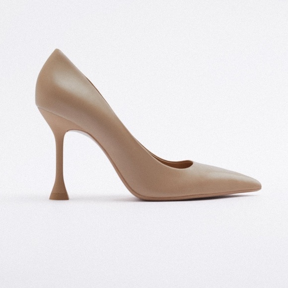 NWT. Zara Beige Leather High Heel Stiletto Pumps. Size 6,5. - Picture 1 of 5
